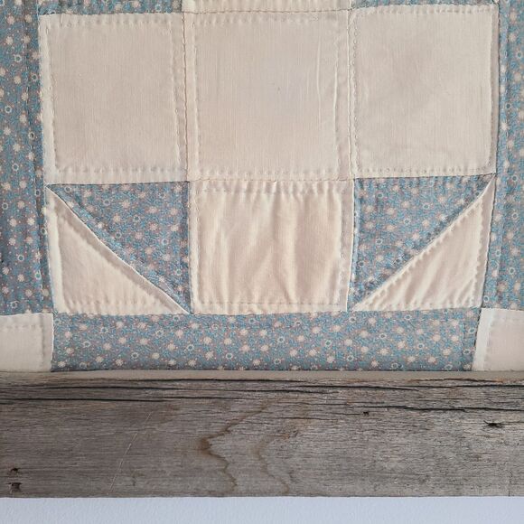 Vintage Primitive Shoo Fly Pattern Framed Quilt Square Rustic Barn Wood Frame - Picture 6 of 10